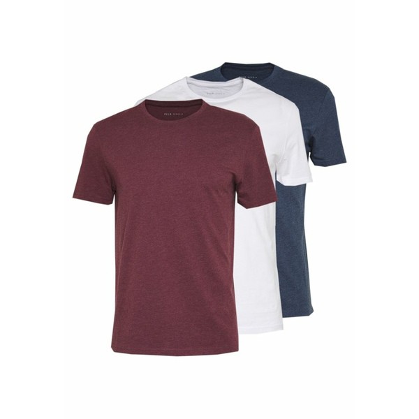 ピア ワン メンズ Tシャツ トップス 3 PACK - Basic T-shirt - mottled bordeaux/white/blue mottled bordeaux/white/blue/mottled bordeの通販は 8,266円