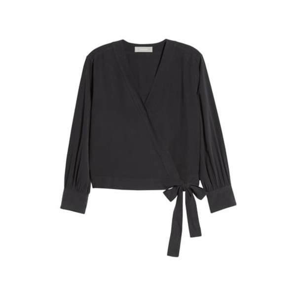 black silk wrap top