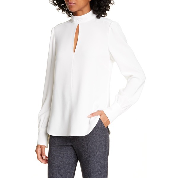 white keyhole blouse with collar