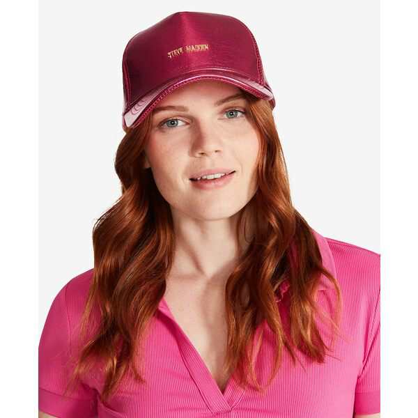 スティーブ マデン レディース 帽子 アクセサリー Women's Faux-Leather Shine Baseball Cap Hot  Pink｜au PAY マーケット