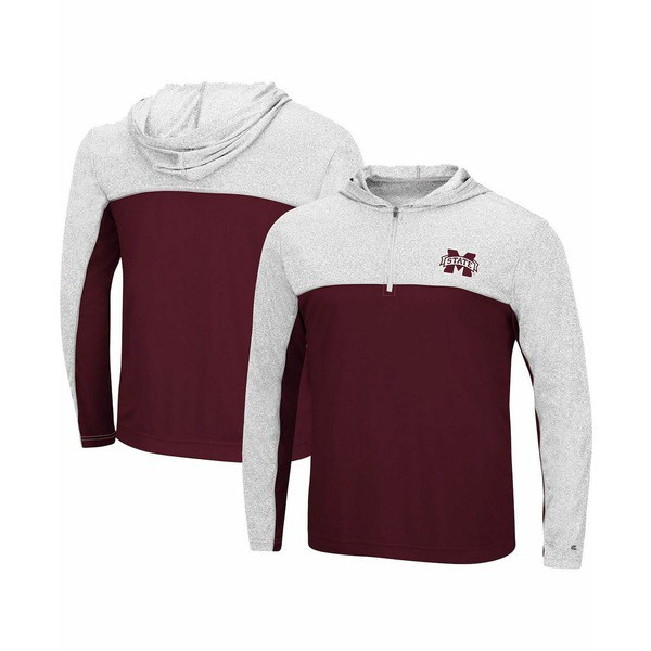 コロシアム メンズ パーカー・スウェットシャツ アウター Men's Maroon, Ash Mississippi State Bulldogs  Flick Quarter-Zip Hoodie Wind｜au PAY マーケット