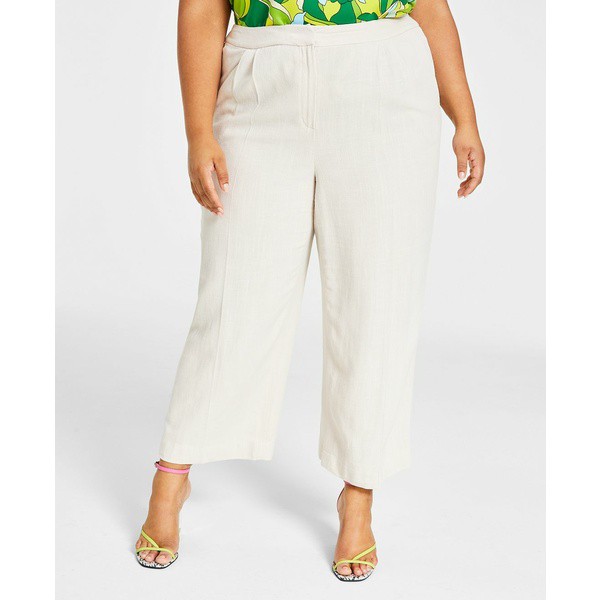 バースリー レディース カジュアルパンツ ボトムス Plus Size Textured Wide-Leg Cropped Pants,  Created for Macy's Flax｜au PAY マーケット