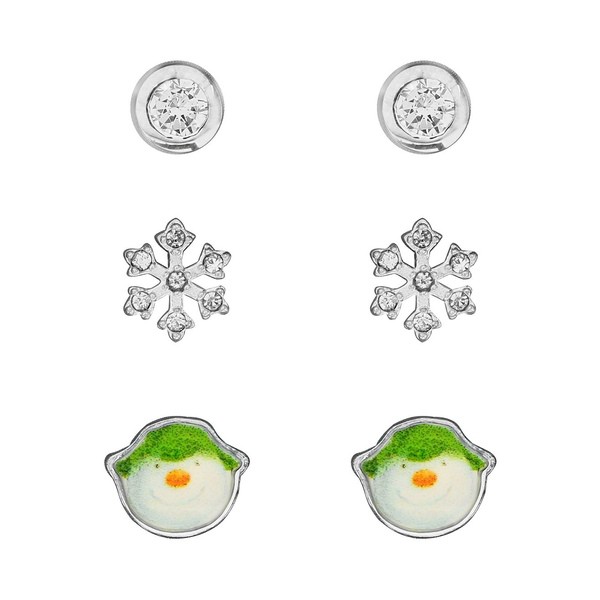 日本全国送料無料 ローナ サットン レディース ピアス イヤリング アクセサリー Snowman Cubic Zirconia Heart Set Of 3 Stud Earrings Silver 送料込 Carlavista Com