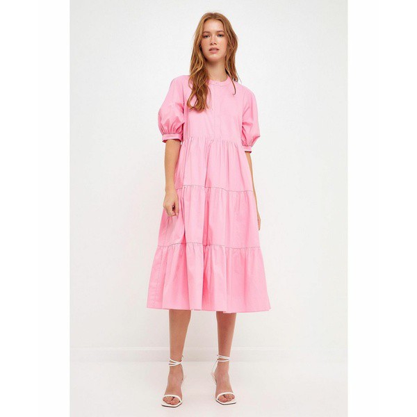 イングリッシュファクトリー レディース ワンピース トップス Women's Short Puff Sleeve Midi Dress Pink｜au  PAY マーケット