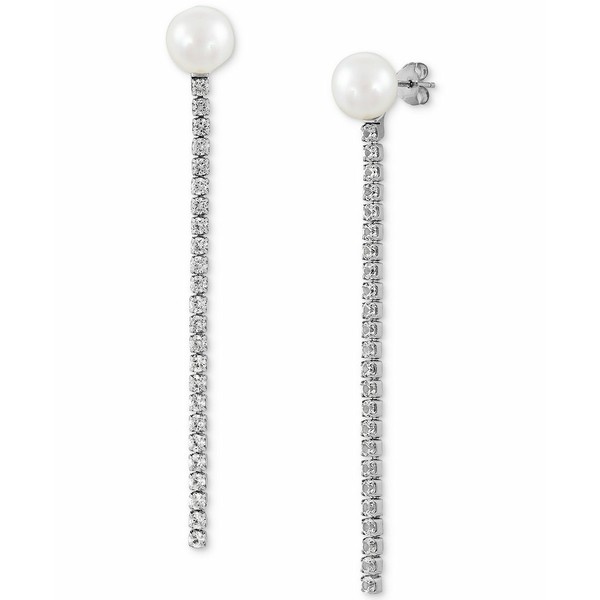 アラベッラ レディース ピアス＆イヤリング アクセサリー Cultured Freshwater Pearl (8mm) & Cubic  Zirconia Linear Drop Earrings in S｜au PAY マーケット