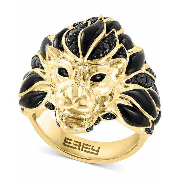 エフィー コレクション メンズ リング アクセサリー EFFY® Men's Black Spinel & Enamel Lion Ring in  14k Gold-Plated Sterling Sil｜au PAY マーケット