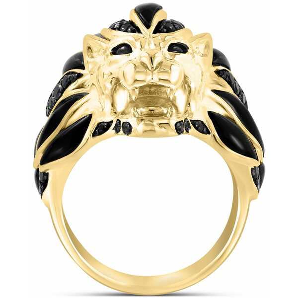 エフィー コレクション メンズ リング アクセサリー EFFY® Men's Black Spinel & Enamel Lion Ring in  14k Gold-Plated Sterling Sil｜au PAY マーケット