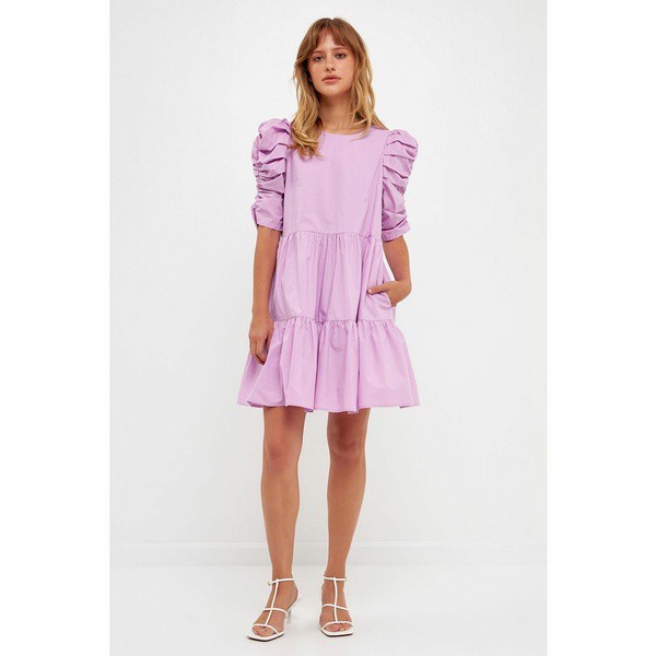 イングリッシュファクトリー レディース ワンピース トップス Women's Pleated Sleeve Mini Dress Lilac｜au  PAY マーケット