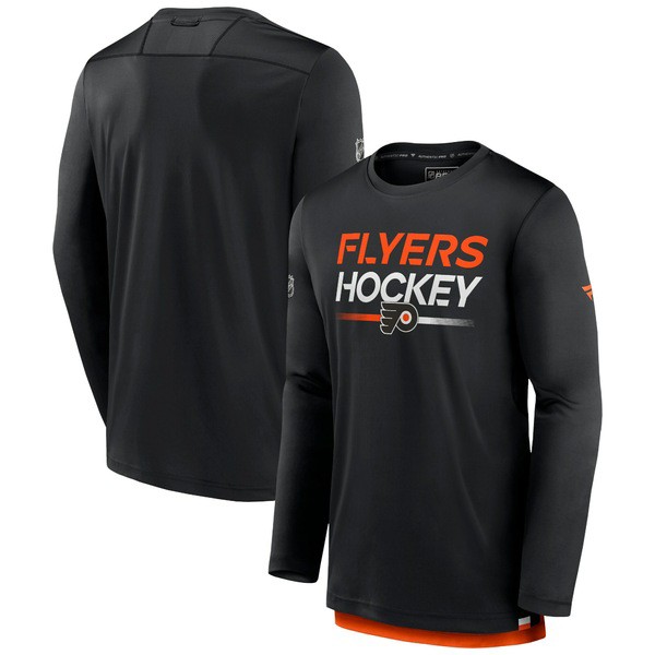 ファナティクス メンズ Tシャツ トップス Philadelphia Flyers Fanatics Branded Authentic Pro Long Sleeve TShirt Blackの通販は