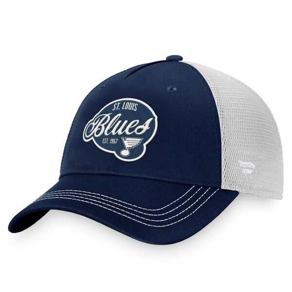ファナティクス レディース 帽子 アクセサリー St. Louis Blues Fanatics Branded Women's Fundamental Trucker Adjustable Hat Navy/Whiの通販は