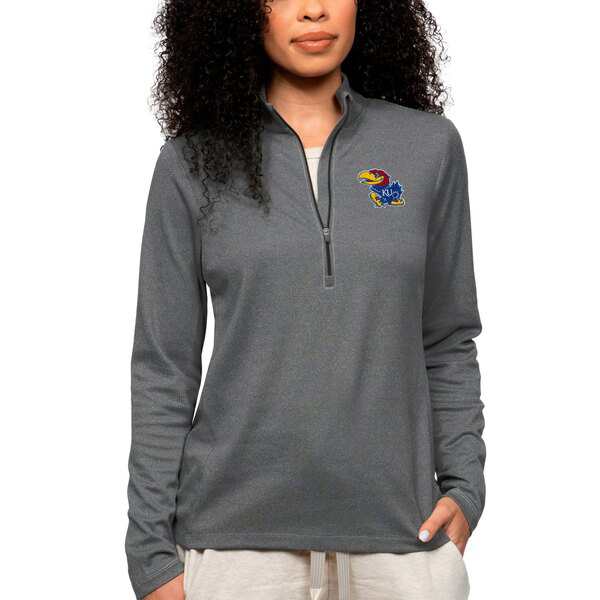 アンティグア レディース パーカー・スウェットシャツ アウター Kansas Jayhawks Antigua Women's Epic QuarterZip Pullover Top Heatherの通販は