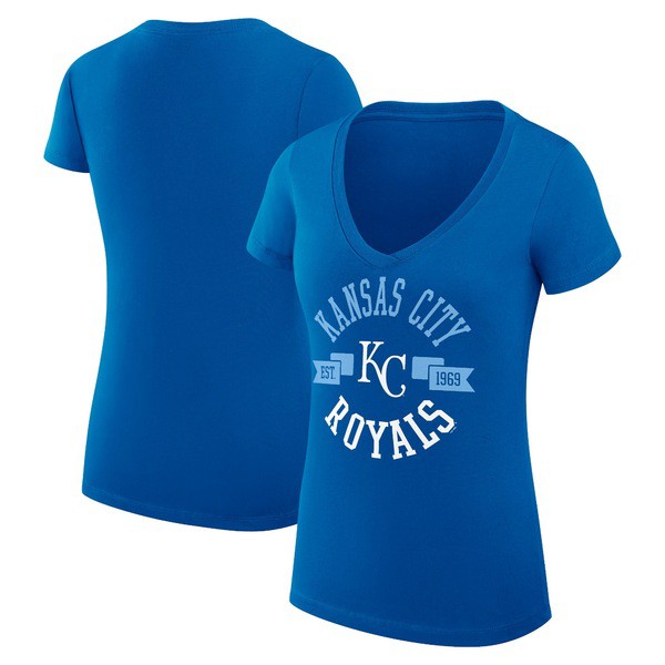 カールバンクス レディース Tシャツ トップス Kansas City Royals GIII 4Her by Carl Banks Women's City Graphic VNeck Fitted TShirt Rの通販は