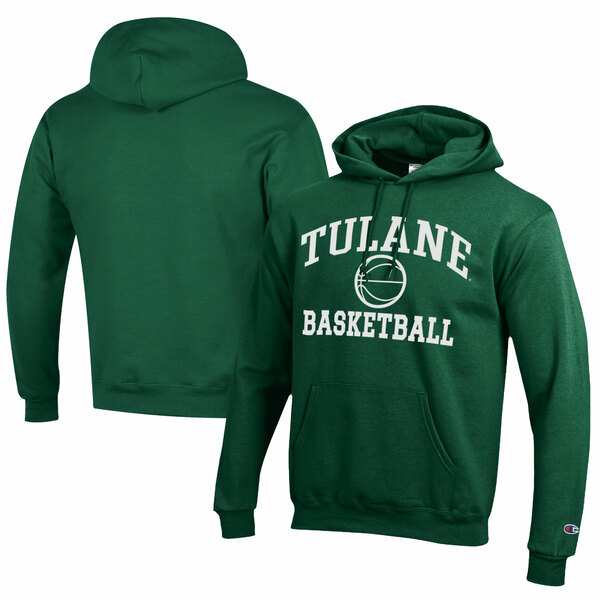 チャンピオン メンズ パーカー・スウェットシャツ アウター Tulane Green Wave Champion Icon Logo Basketball Eco Powerblend Pullover の通販は