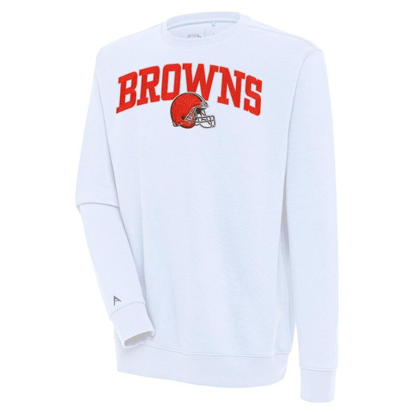 アンティグア メンズ パーカー・スウェットシャツ アウター Cleveland Browns Antigua Victory Chenille Pullover Sweatshirt Whiteの通販は