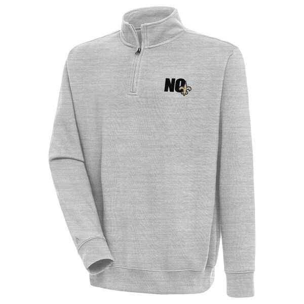 アンティグア メンズ パーカー・スウェットシャツ アウター New Orleans Saints Antigua Victory QuarterZip Pullover Top Heather Grayの通販は