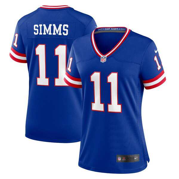 ナイキ レディース Tシャツ トップス Phil Simms New York Giants Nike Women's Classic Retired Player Game Jersey Royalの通販は