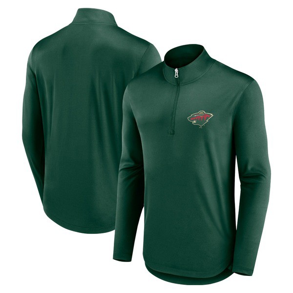 ファナティクス メンズ パーカー・スウェットシャツ アウター Minnesota Wild Fanatics Branded Mock Neck QuarterZip Top Greenの通販は