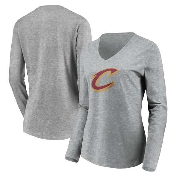 ファナティクス レディース Tシャツ トップス Cleveland Cavaliers Fanatics Branded Women's Primary Logo Team Long Sleeve VNeck TShiの通販は