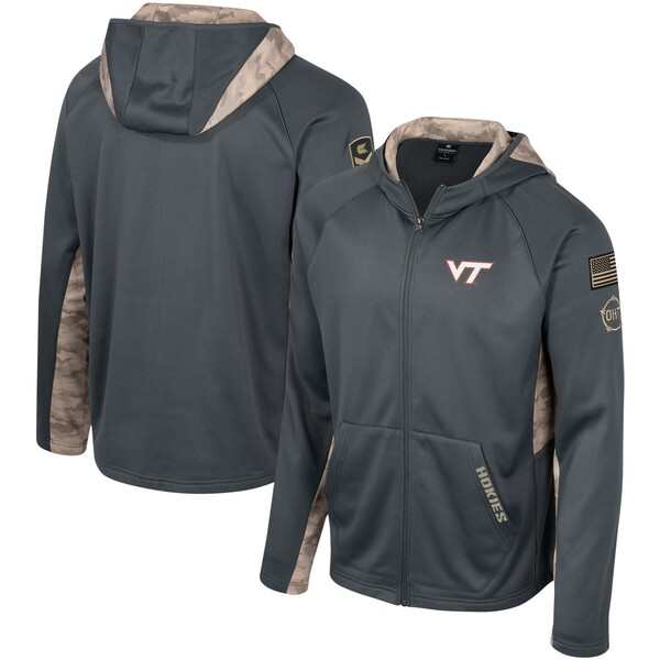 コロシアム メンズ パーカー・スウェットシャツ アウター Virginia Tech Hokies Colosseum OHT Military Appreciation Camo Raglan FullZの通販は
