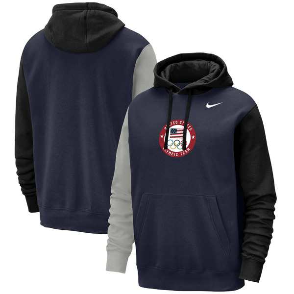 ナイキ メンズ パーカー・スウェットシャツ アウター Team USA Nike Colorblock Club Pullover Hoodie Navy/Blackの通販は