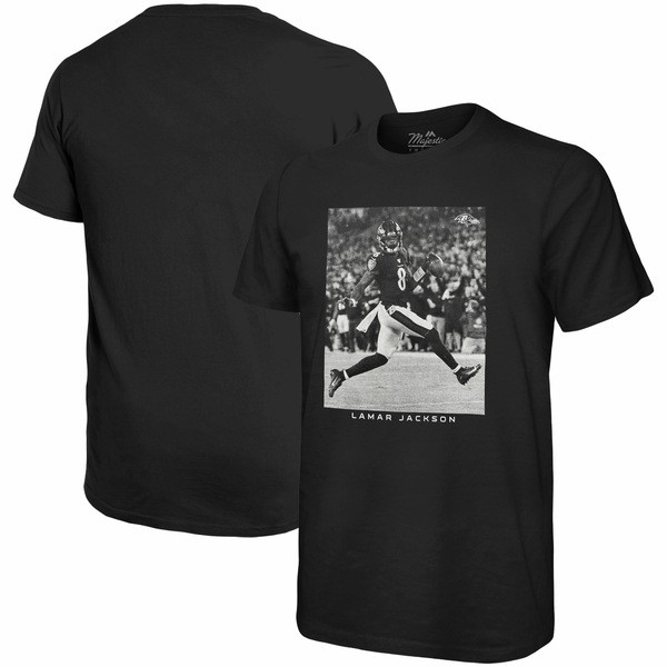 マジェスティックスレッズ メンズ Tシャツ トップス Lamar Jackson Baltimore Ravens Majestic Threads Oversized Player Image TShirt Bの通販は 14,785円
