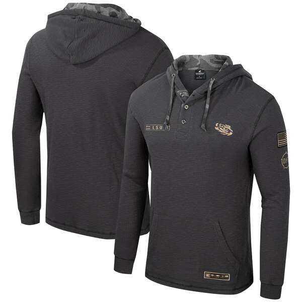 コロシアム メンズ パーカー・スウェットシャツ アウター LSU Tigers Colosseum OHT Military Appreciation Henley Pullover Hoodie Charの通販は