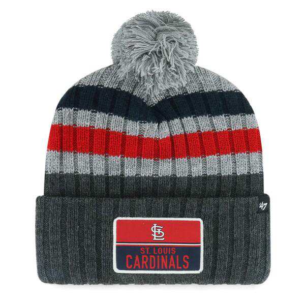 フォーティーセブン メンズ 帽子 アクセサリー St. Louis Cardinals '47 Stack Cuffed Knit Hat with Pom Grayの通販は