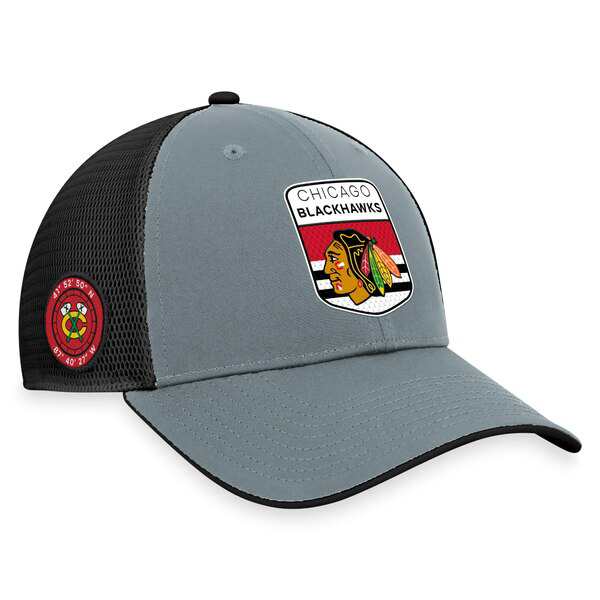 ファナティクス メンズ 帽子 アクセサリー Chicago Blackhawks Fanatics Branded Authentic Pro Home Ice Trucker Adjustable Hat Gray/Bの通販は