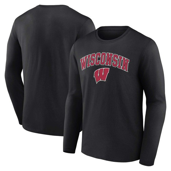 ファナティクス メンズ Tシャツ トップス Wisconsin Badgers Fanatics Branded Campus Long Sleeve TShirt Blackの通販は