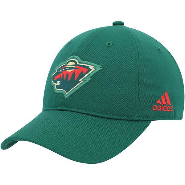 アディダス メンズ 帽子 アクセサリー Minnesota Wild adidas Primary Logo Slouch Adjustable Hat Greenの通販は