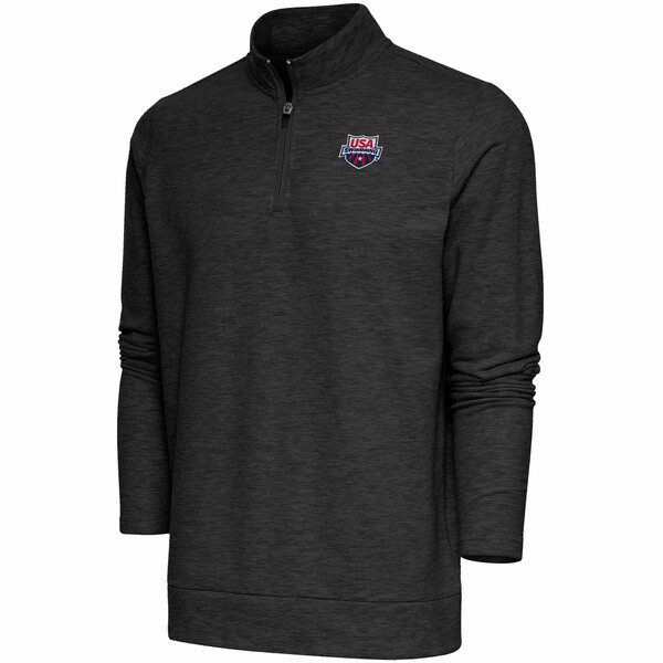 アンティグア メンズ パーカー・スウェットシャツ アウター USA Swimming Antigua Gambit QuarterZip Pullover Top Heather Blackの通販は