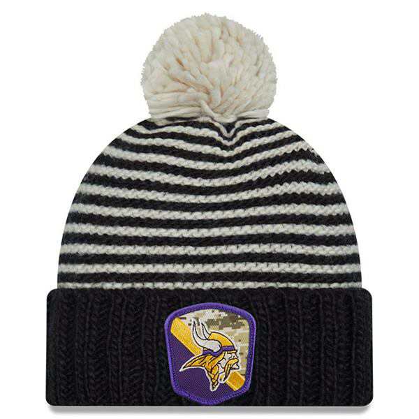 ニューエラ レディース 帽子 アクセサリー Minnesota Vikings New Era Women's 2023 Salute To Service Cuffed Pom Knit Hat Blackの通販は