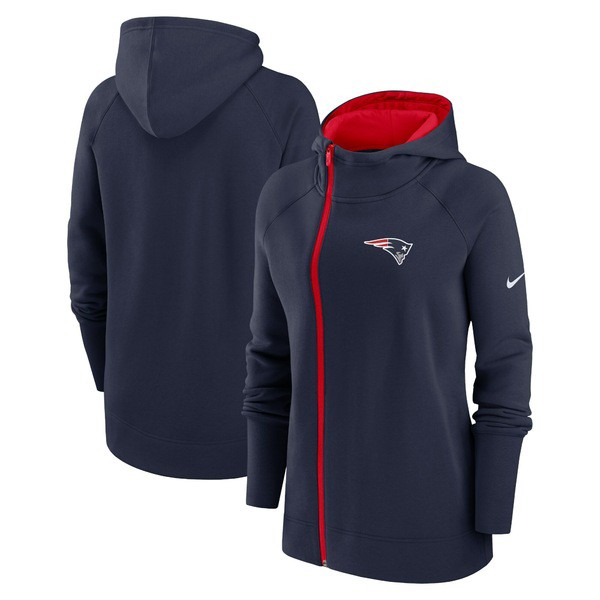 ナイキ レディース パーカー・スウェットシャツ アウター New England Patriots Nike Women's Asymmetrical Raglan FullZip Hoodie Navyの通販は