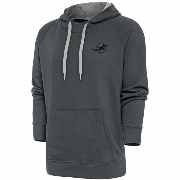 アンティグア メンズ パーカー・スウェットシャツ アウター Miami Dolphins Antigua Tonal Logo Victory Pullover Hoodie Charcoalの通販は