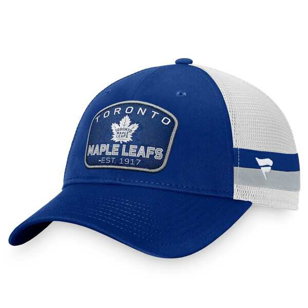 ファナティクス メンズ 帽子 アクセサリー Toronto Maple Leafs Fanatics Branded Fundamental Striped Trucker Adjustable Hat Blue/Whiの通販は 9,110円