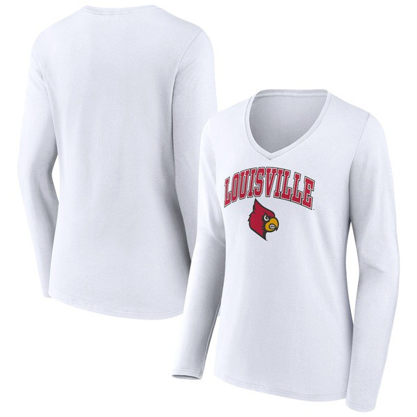 ファナティクス レディース Tシャツ トップス Louisville Cardinals Fanatics Branded Women's Campus Long Sleeve VNeck TShirt Whiteの通販は