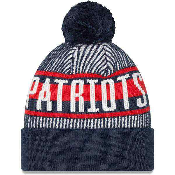 ニューエラ メンズ 帽子 アクセサリー New England Patriots New Era Striped Cuffed Knit Hat  with Pom Navyの通販はau PAY マーケット - asty - 帽子