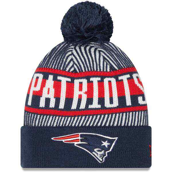 ニューエラ メンズ 帽子 アクセサリー New England Patriots New Era Striped Cuffed Knit Hat  with Pom Navyの通販はau PAY マーケット - asty - 帽子