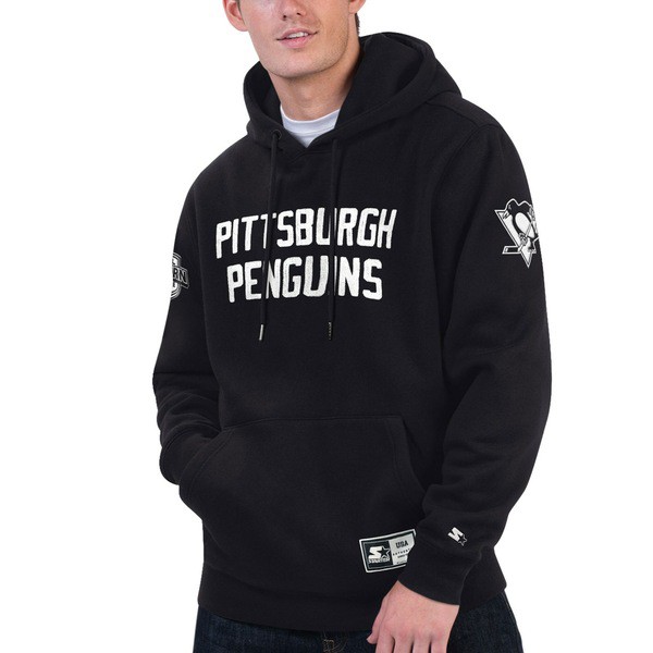 スターター メンズ パーカー・スウェットシャツ アウター Pittsburgh Penguins Starter Hat Trick Pullover Hoodie Blackの通販は