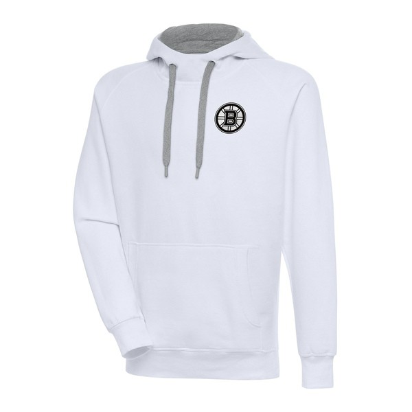 アンティグア メンズ パーカー・スウェットシャツ アウター Boston Bruins Antigua Metallic Logo Victory Pullover Hoodie Whiteの通販は