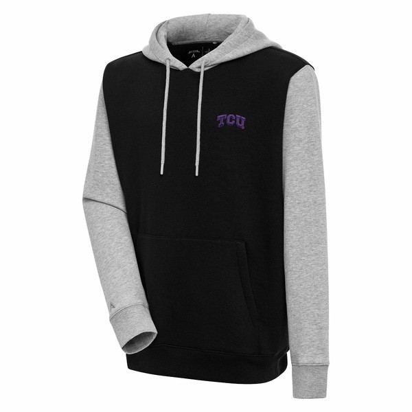 アンティグア メンズ パーカー・スウェットシャツ アウター TCU Horned Frogs Antigua Victory Pullover Hoodie Blackの通販は