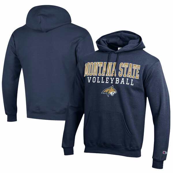 チャンピオン メンズ パーカー・スウェットシャツ アウター Montana State Bobcats Champion Stacked Logo Volleyball Eco Powerblend Puの通販は
