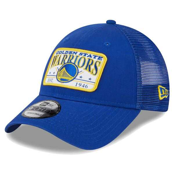 ニューエラ メンズ 帽子 アクセサリー Golden State Warriors New Era Plate Oversized Patch Trucker 9FORTY Adjustable Hat Royalの通販は