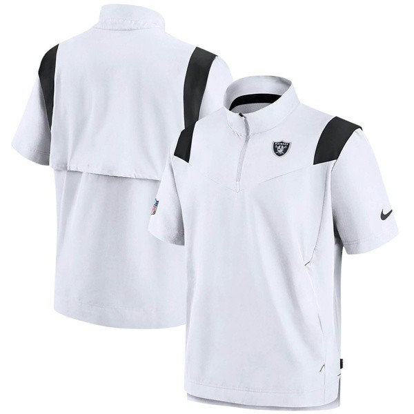 ナイキ メンズ パーカー・スウェットシャツ アウター Las Vegas Raiders Nike Sideline Coaches Short Sleeve QuarterZip Jacket Whiteの通販はパーカー