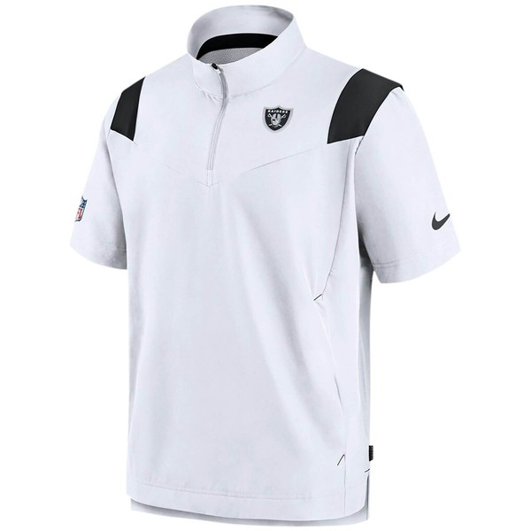 ナイキ メンズ パーカー・スウェットシャツ アウター Las Vegas Raiders Nike Sideline Coaches Short Sleeve QuarterZip Jacket Whiteの通販は