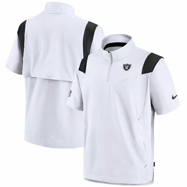 ナイキ メンズ パーカー・スウェットシャツ アウター Las Vegas Raiders Nike Sideline Coaches Short Sleeve QuarterZip Jacket Whiteの通販は