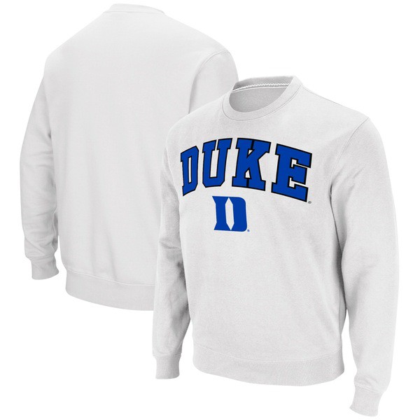 コロシアム メンズ パーカー・スウェットシャツ アウター Duke Blue Devils Colosseum Arch & Logo Pullover Sweatshirt Whiteの通販は