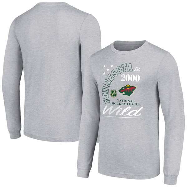 スターター メンズ Tシャツ トップス Minnesota Wild Starter Arch City Theme Graphic Long Sleeve TShirt Heather Grayの通販は