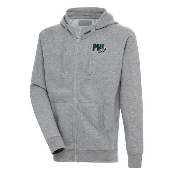 アンティグア メンズ パーカー・スウェットシャツ アウター Philadelphia Eagles Antigua Victory FullZip Hoodie Heather Grayの通販は 16,110円