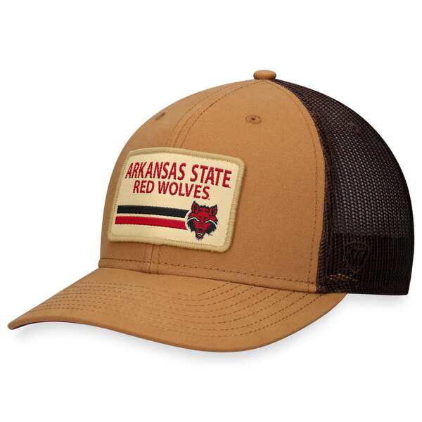 トップ・オブ・ザ・ワールド メンズ 帽子 アクセサリー Arkansas State Red Wolves Top of the World Strive Trucker Adjustable Hat Khaの通販は